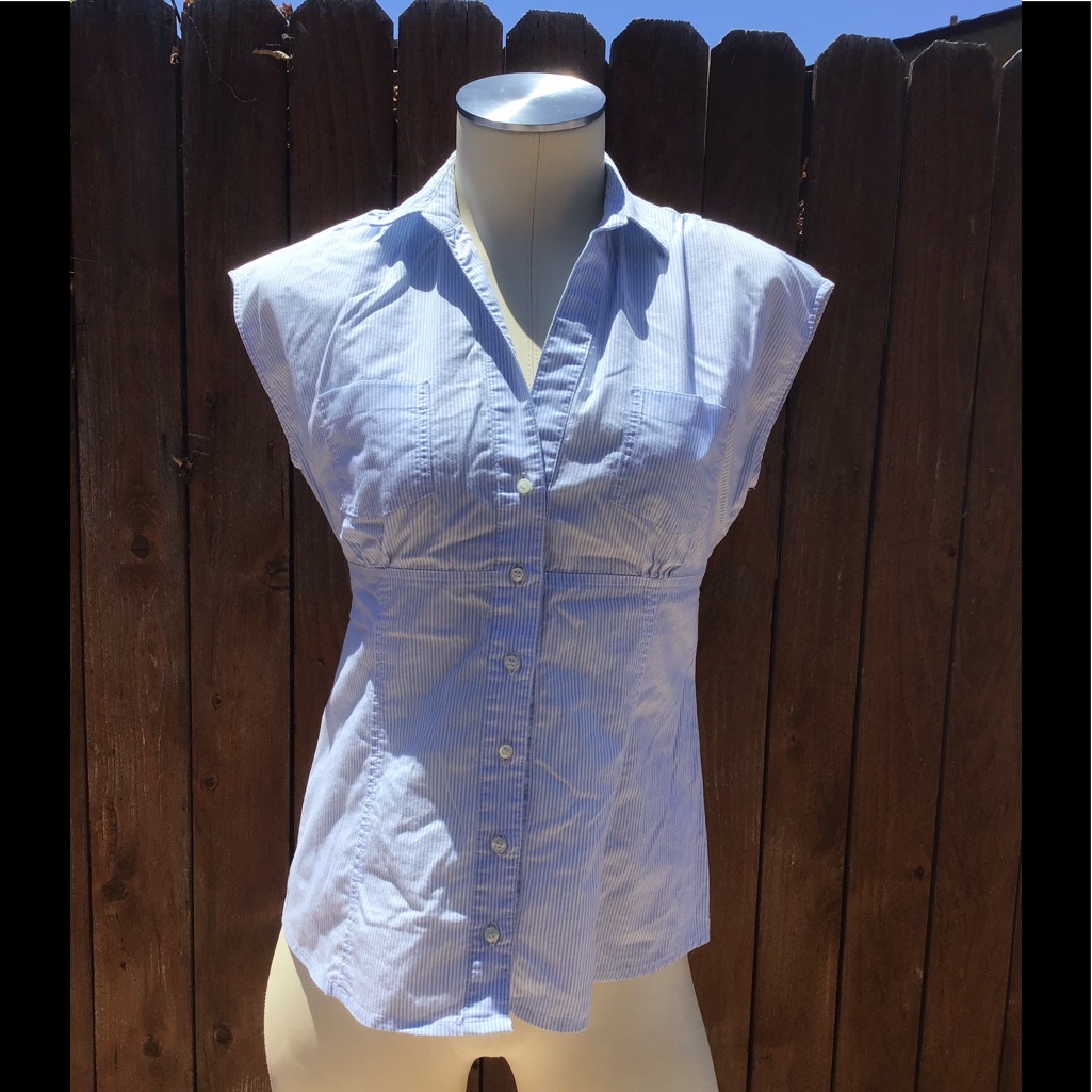 Zara Basic Stripped Button Front Top